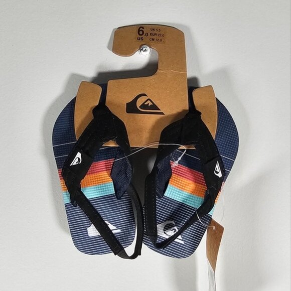 Quiksilver Kids Striped Flip Flops Blue Size 6 New - Picture 7 of 7
